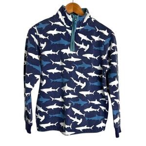 MINI BODEN 1/4 Zip Pullover 100% Cotton in Blue Shark Graphics Boys 11-12 Years